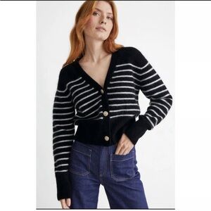 & Other Stories Black and White Striped Cardigan